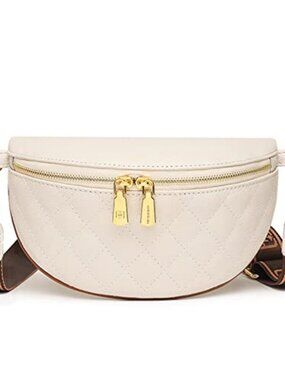 Quilted Faux Leather Fanny Pack Crossbody Waist Bag for Women with Zipper